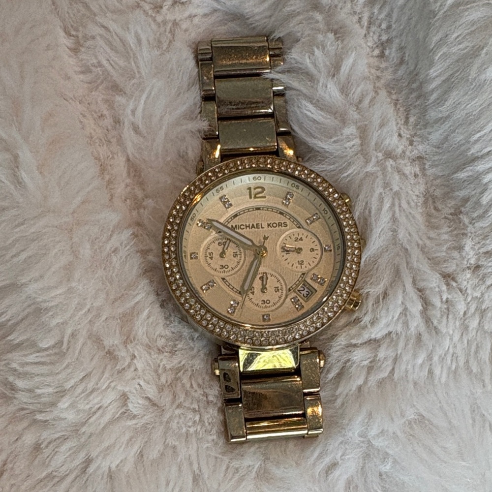 Michael Kors Gold-Tone Watch with Crystal Detailing women’s stainless steel